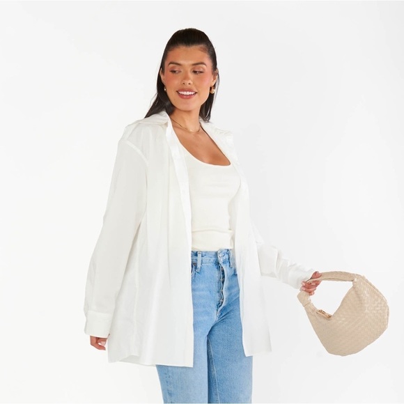 SHOW ME YOUR MUMU Banks Button Down Shirt In White Poplin - Picture 3 of 11